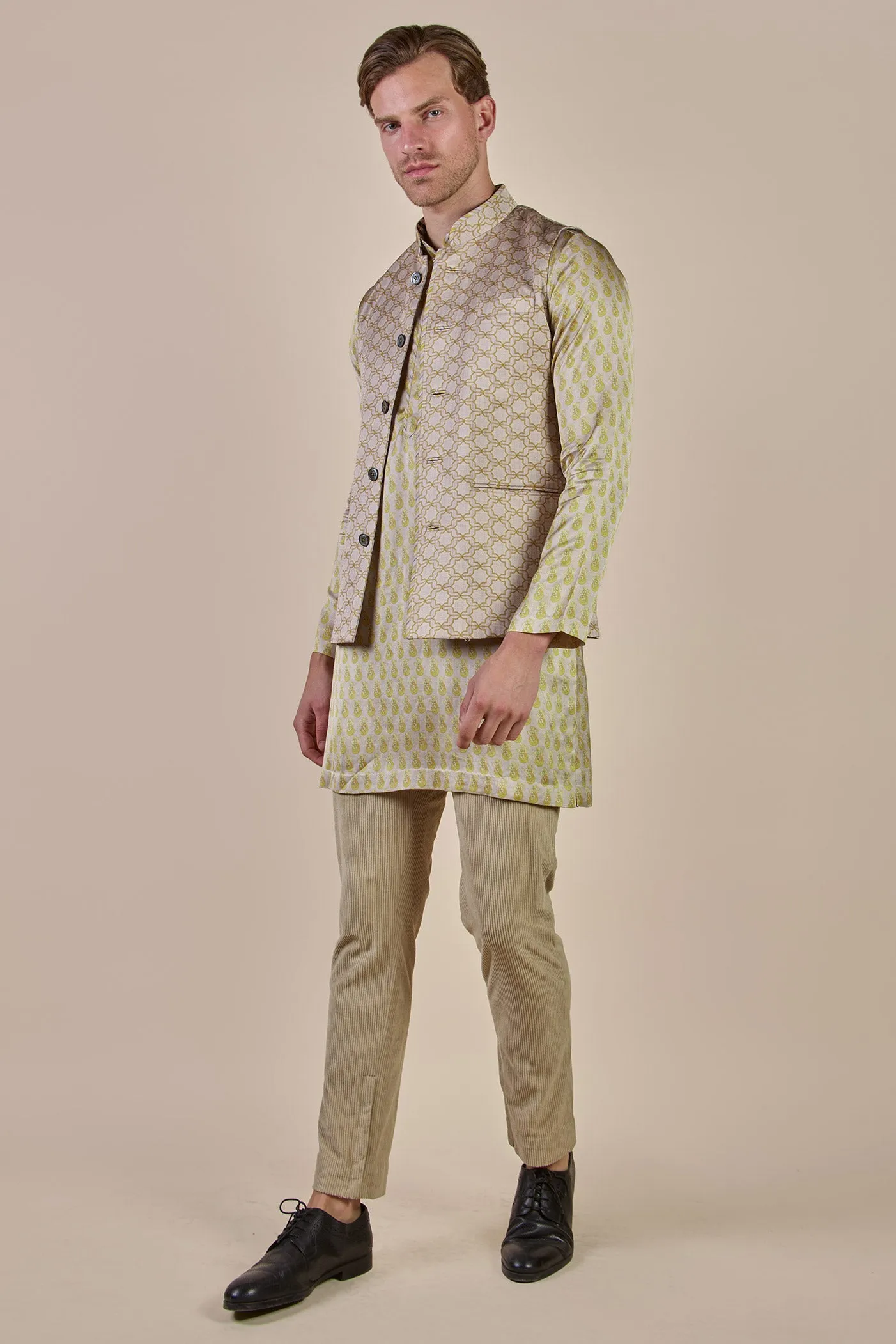 Olive Yellow Nehru Jacket