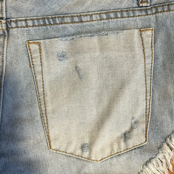 One Teaspoon Rollers Low Waist Long Rise Extreme Curve Raw Hem Jean Shorts 26