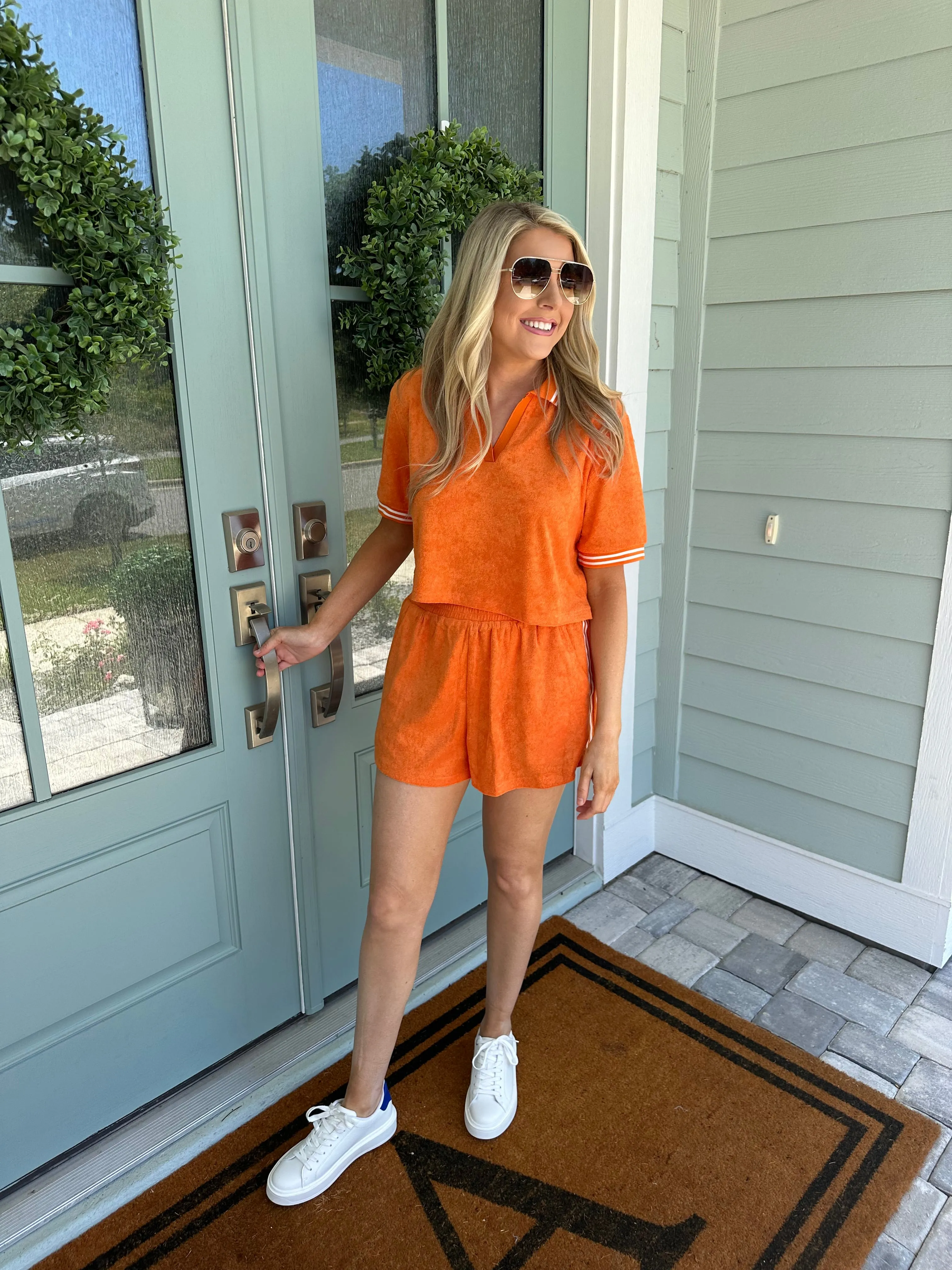 Orange Terry Shorts