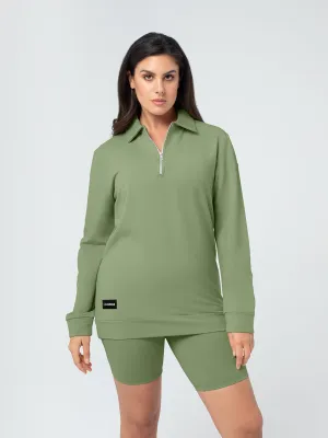 Organic Bamboo Women Cozy Half Zip Slim Fit Jumper