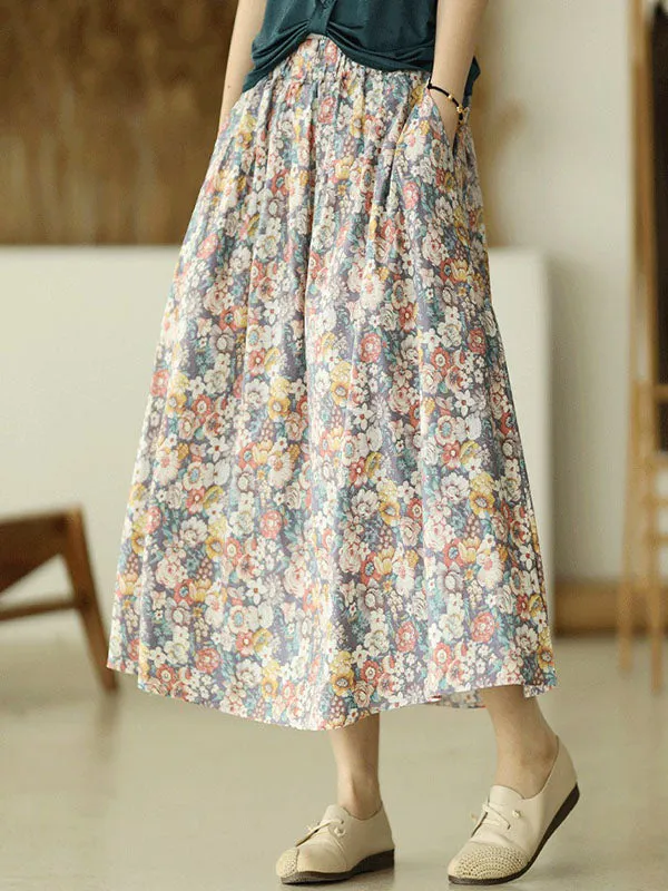Original Floral Cotton-Blend A-Line Skirt