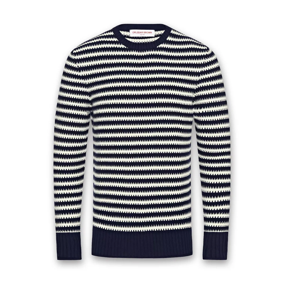 Orlebar Brown - Ned Striped Jumper in Navy/White Sand