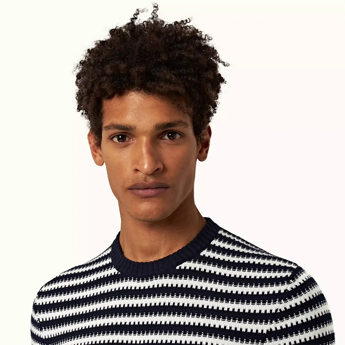 Orlebar Brown - Ned Striped Jumper in Navy/White Sand
