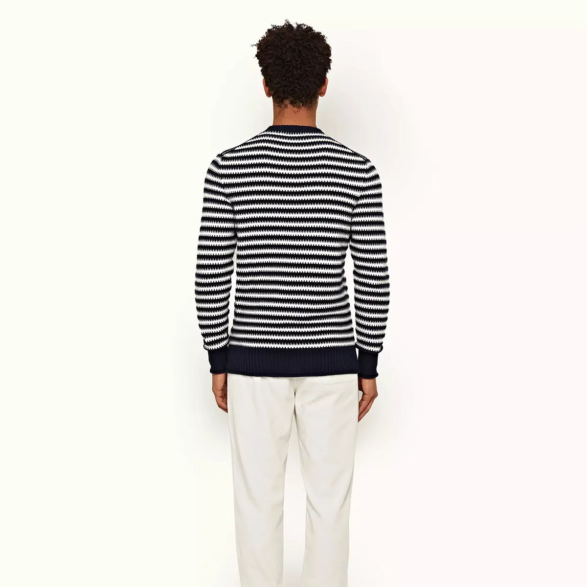 Orlebar Brown - Ned Striped Jumper in Navy/White Sand