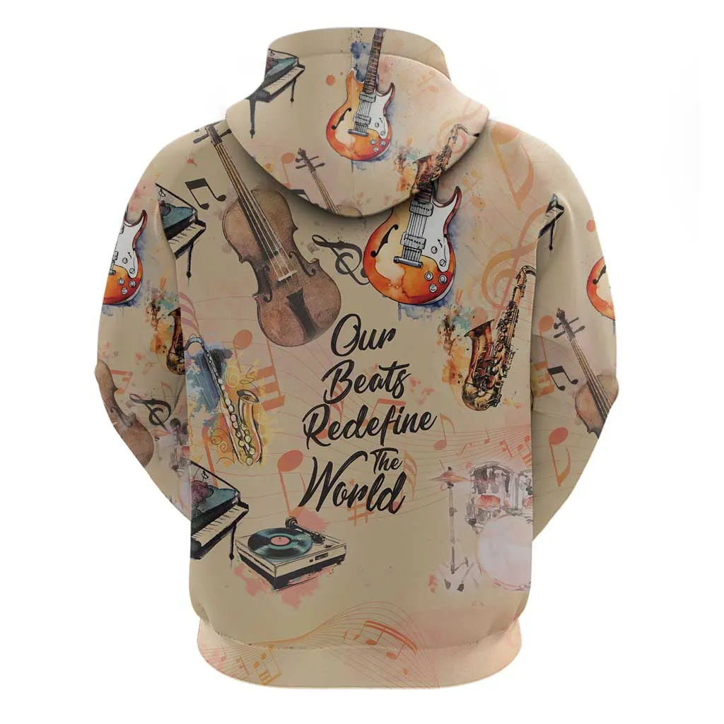 Our Beats Redefine The World African Zip Hoodie Afro Music DT03