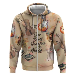 Our Beats Redefine The World African Zip Hoodie Afro Music DT03
