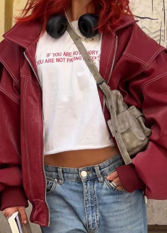 Oversized Red Zipper Jacket
