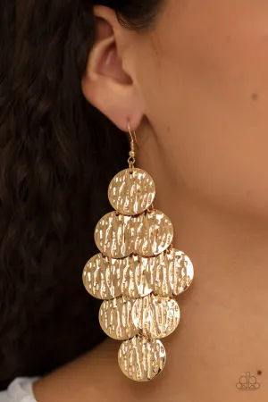 Paparazzi - Uptown Edge - Gold Earring