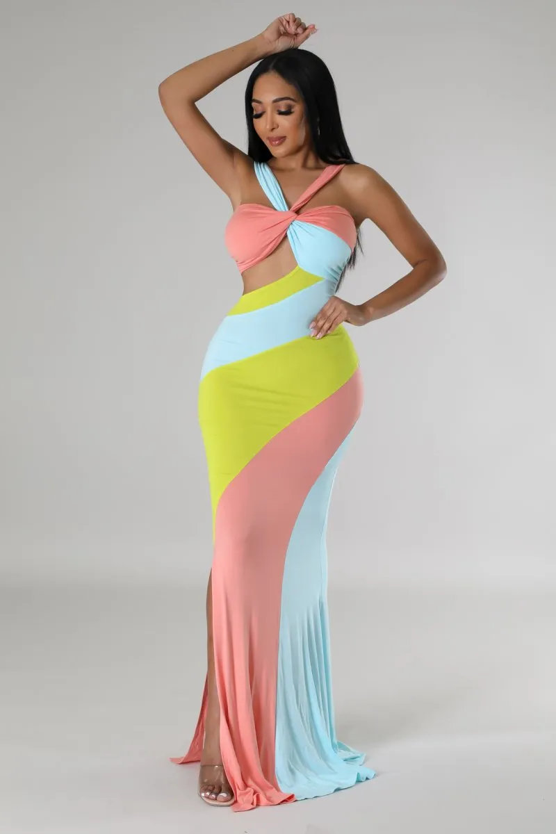 Pastel Rainbow Fitted Dress