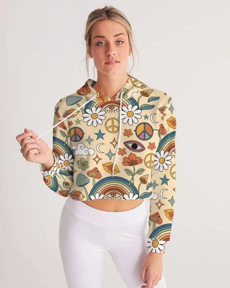 Peace And Love Women's Cropped Hoodie