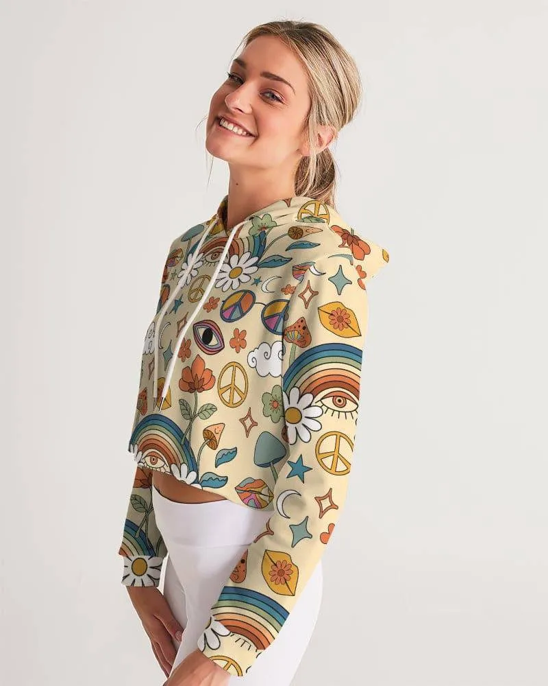 Peace And Love Women's Cropped Hoodie