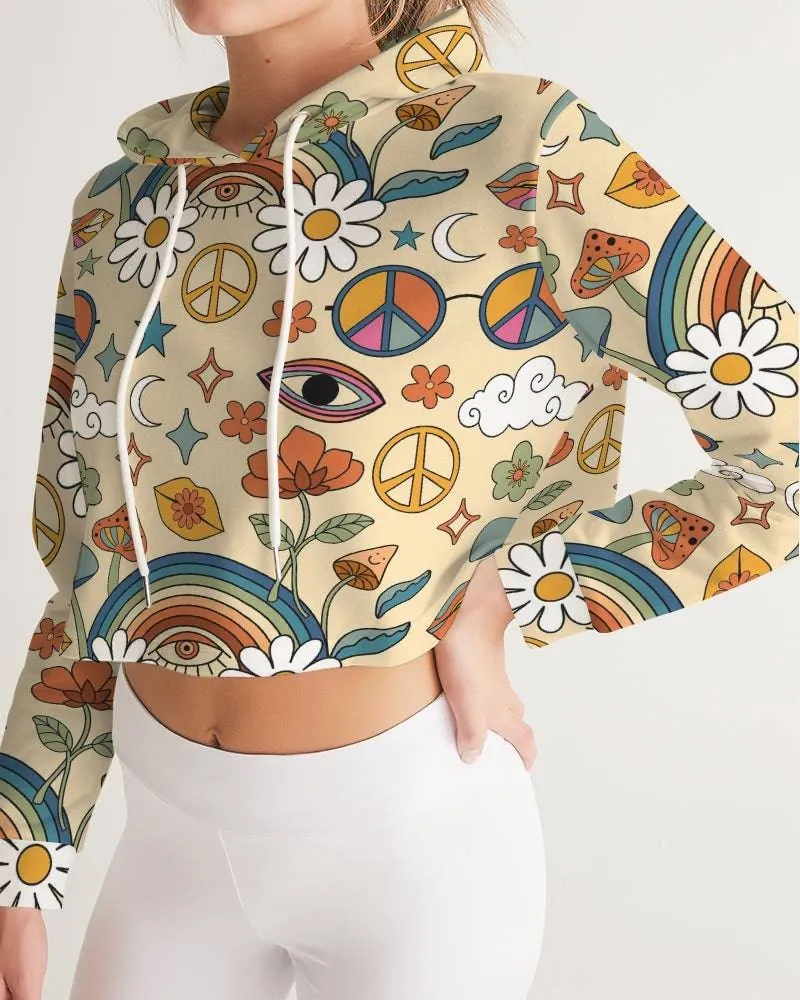 Peace And Love Women's Cropped Hoodie