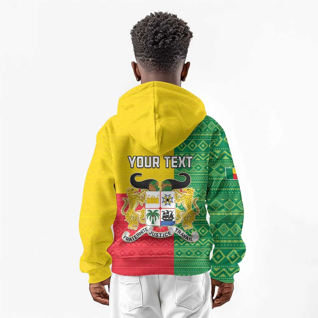 Personalised Afro Benin Kid Hoodie Flag Style - African Pattern LT15