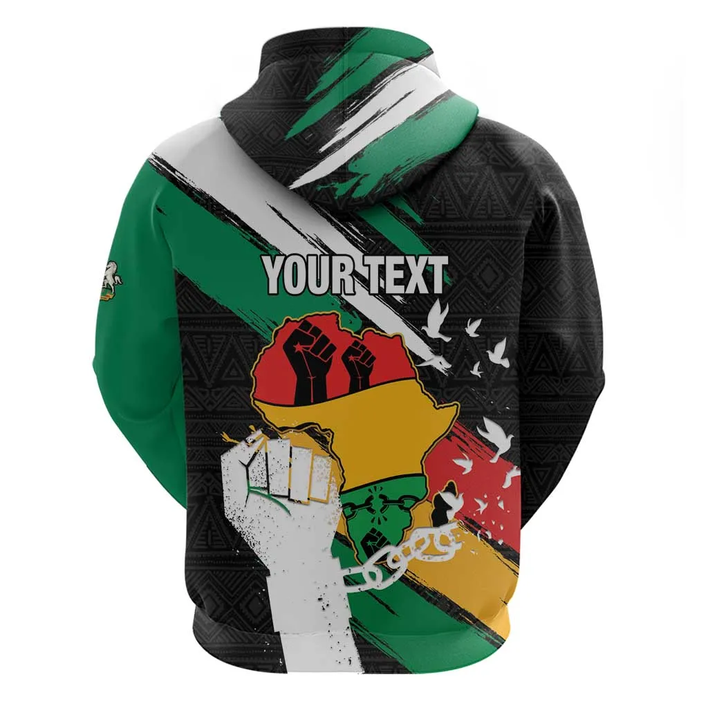 Personalised Afro Nigeria Juneteenth Zip Hoodie Freedom Day LT15