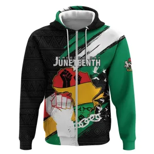 Personalised Afro Nigeria Juneteenth Zip Hoodie Freedom Day LT15