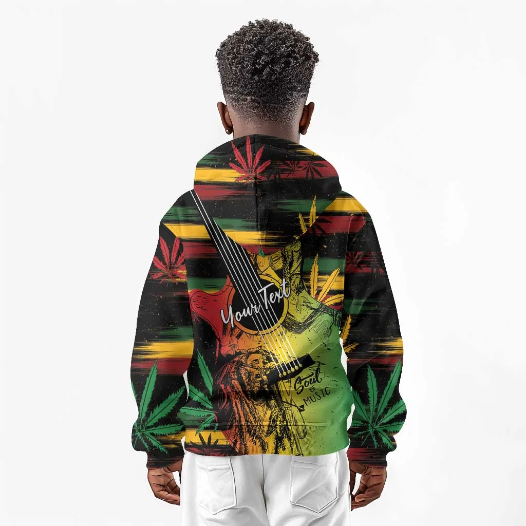 Personalised Afro Reggae Kid Hoodie Soul of Music Sketch Style LT7