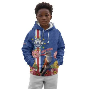 Personalised Cabo Verde Kid Hoodie Grey-Headed Kingfisher Mix Gerbera Daisy LT15