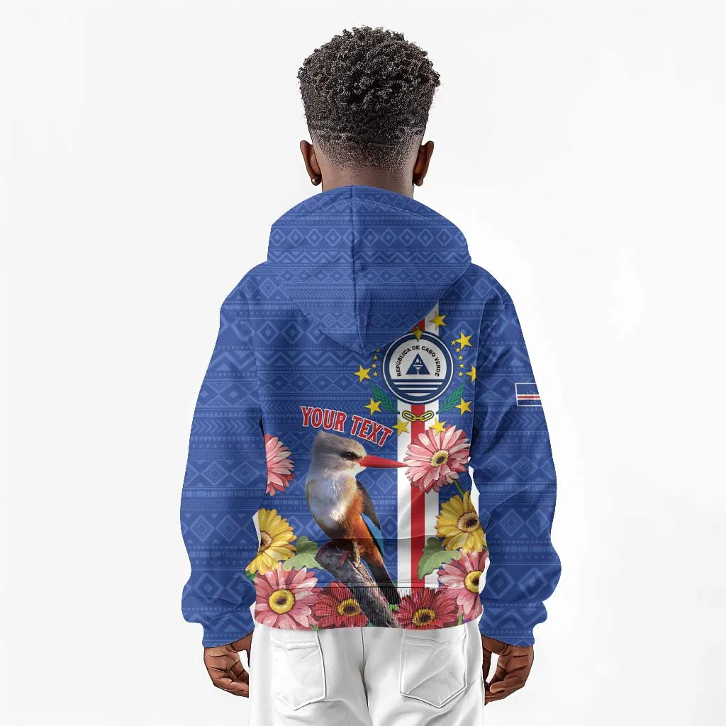Personalised Cabo Verde Kid Hoodie Grey-Headed Kingfisher Mix Gerbera Daisy LT15