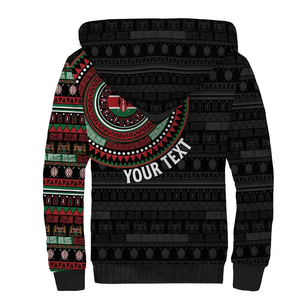 Personalised Kenya African Tribal Pattern Sherpa Hoodie Chest Arm Tattoo LT15