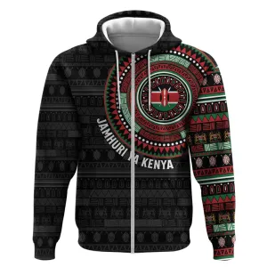 Personalised Kenya African Tribal Pattern Zip Hoodie Chest Arm Tattoo LT15
