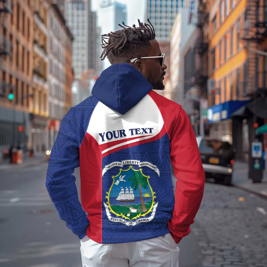 Personalised Liberia African Zip Hoodie Coat Of Arms Flag LT15
