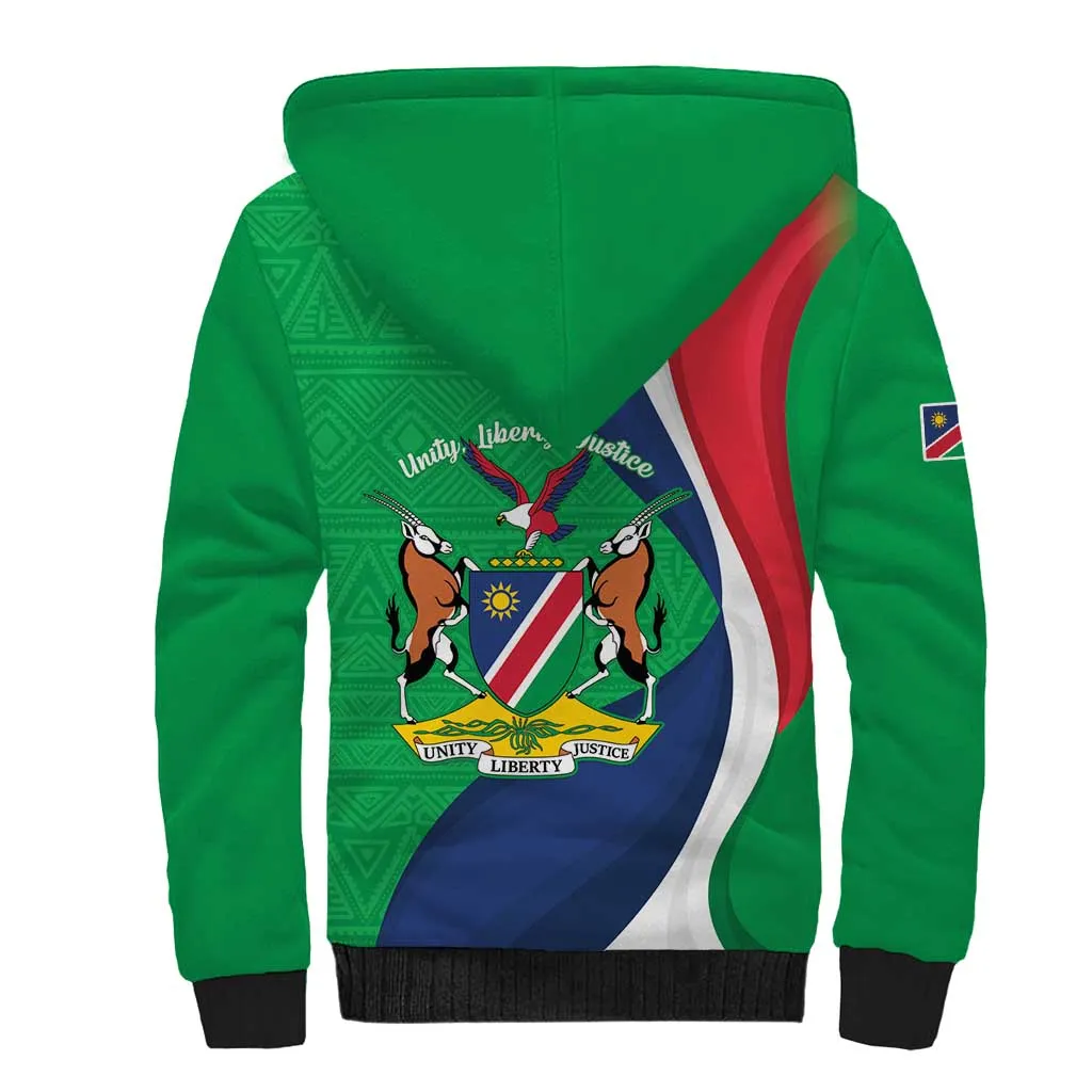 Personalised Namibia Sherpa Hoodie 35th Anniversary Independence Day LT15