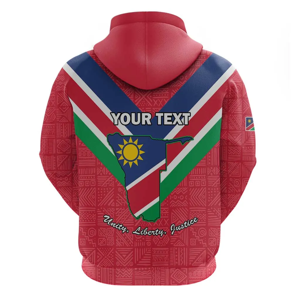 Personalised Namibia Zip Hoodie Coat Of Arms With Flag Map - Happy Independence Day LT15
