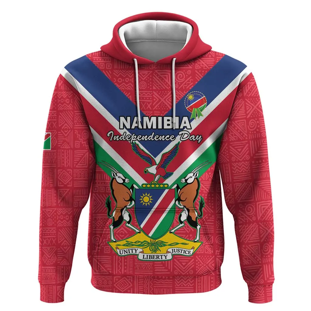 Personalised Namibia Zip Hoodie Coat Of Arms With Flag Map - Happy Independence Day LT15