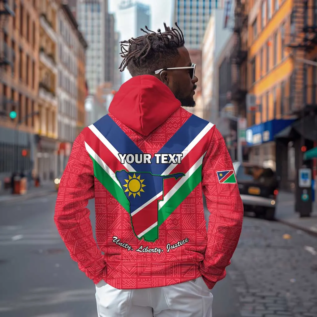 Personalised Namibia Zip Hoodie Coat Of Arms With Flag Map - Happy Independence Day LT15