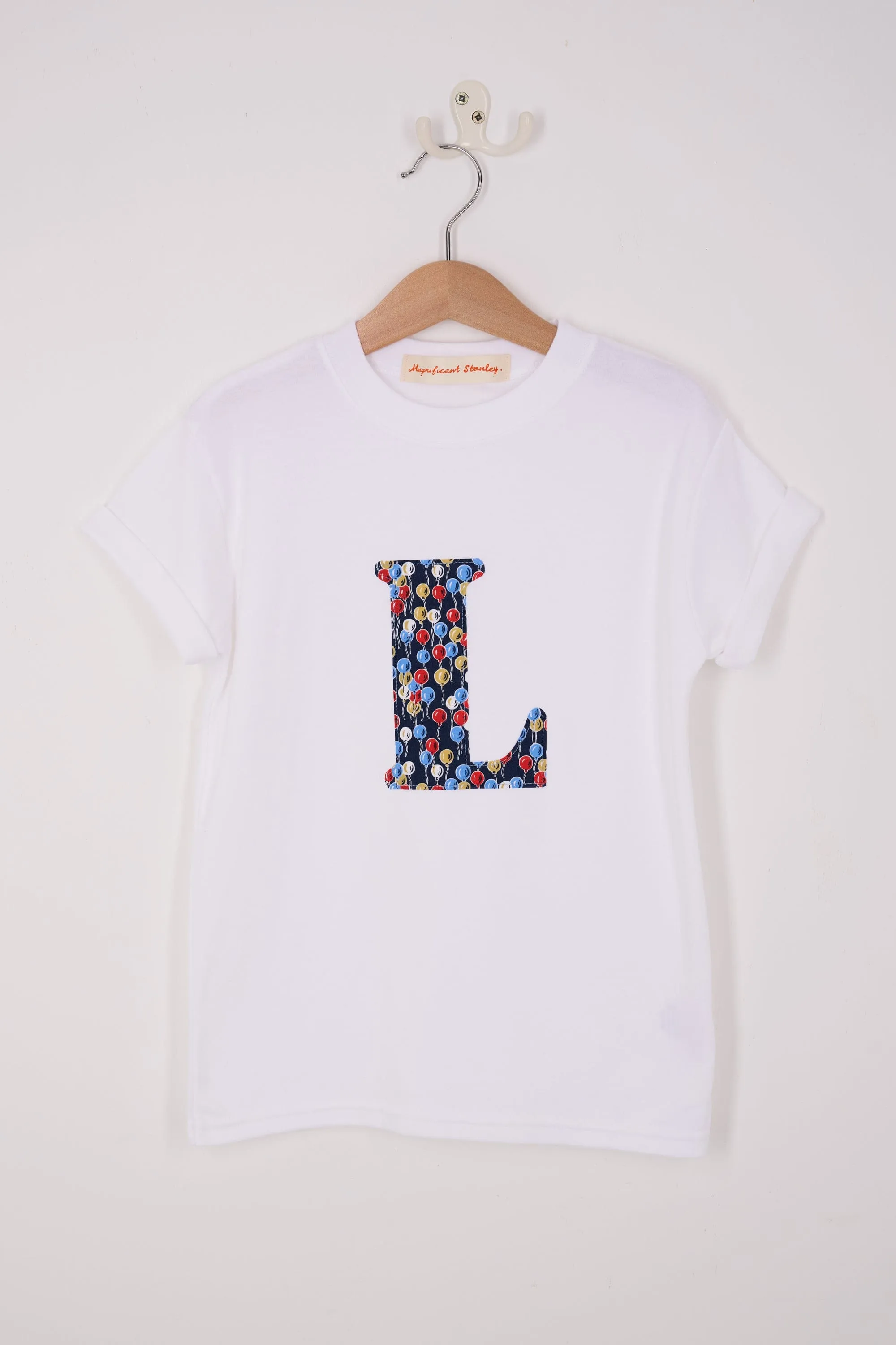 Personalised White T-Shirt in Ethan's Party Liberty Print