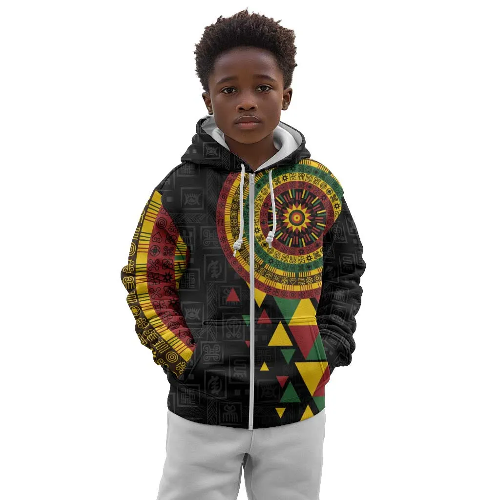 Personalized Adinkra Afro-Akan Culture Kid Hoodie Afrikan Colors LT7