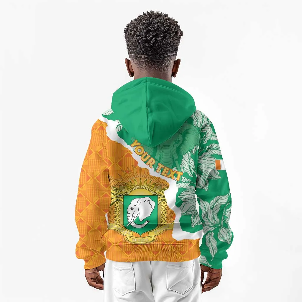 Personalized Afro Ivory Coast Kid Hoodie Coat Of Arms With Kente Pattern LT15