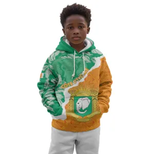 Personalized Afro Ivory Coast Kid Hoodie Coat Of Arms With Kente Pattern LT15
