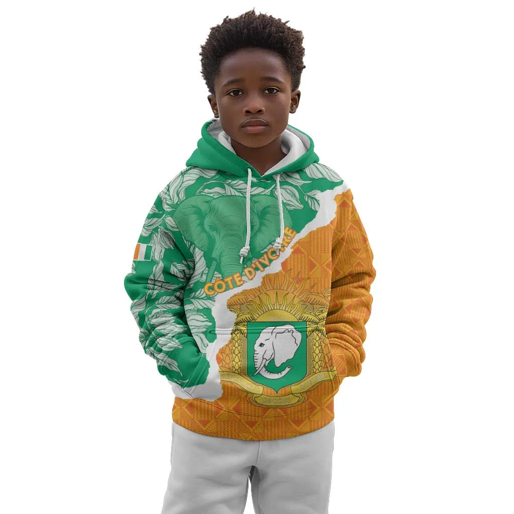 Personalized Afro Ivory Coast Kid Hoodie Coat Of Arms With Kente Pattern LT15