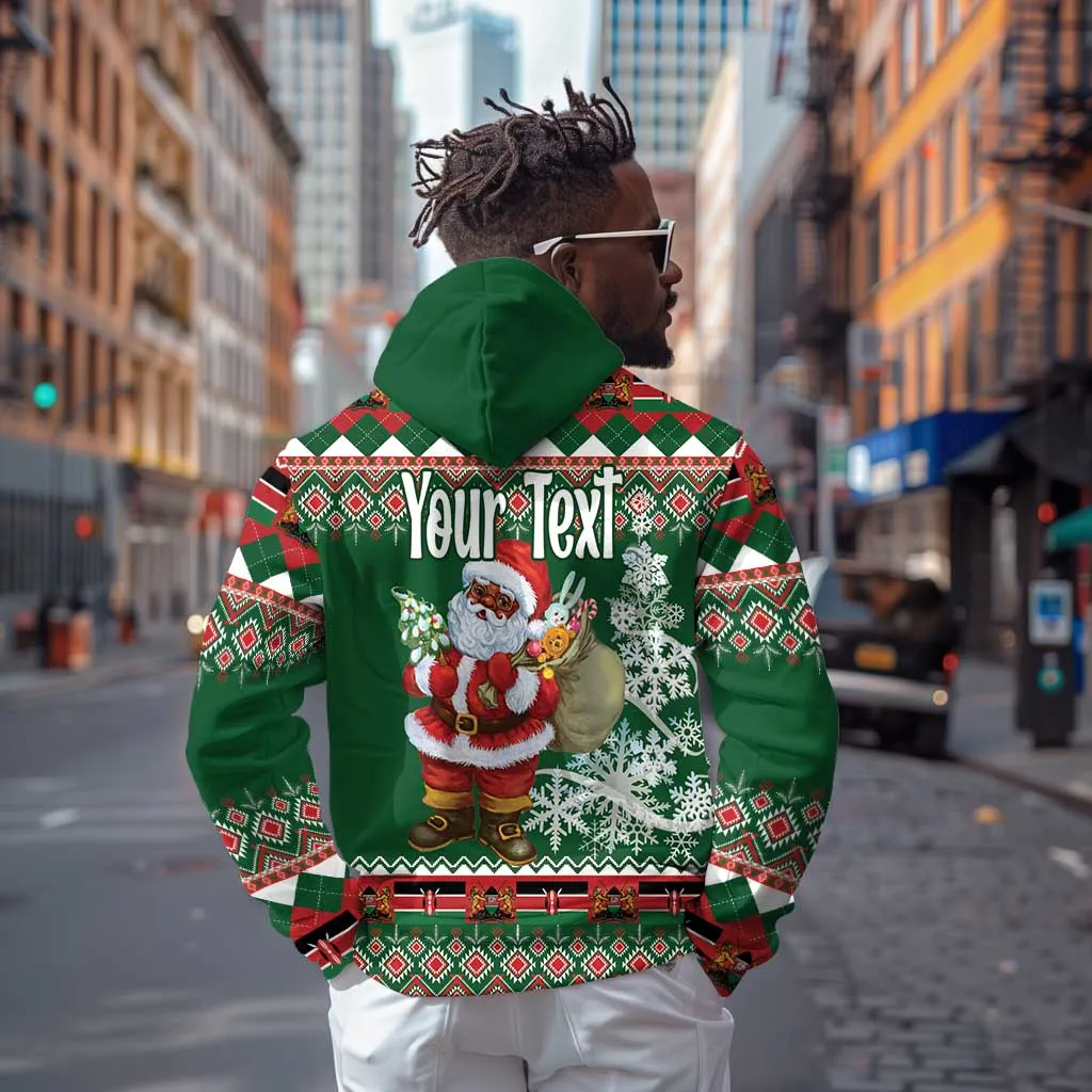 Personalized Afro Kenya Christmas Zip Hoodie African Santa -  Folk Pattern LT18