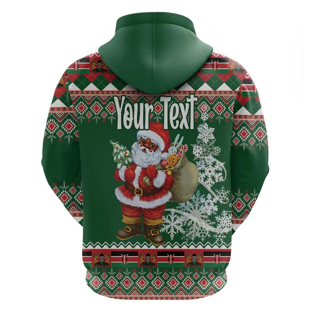 Personalized Afro Kenya Christmas Zip Hoodie African Santa -  Folk Pattern LT18