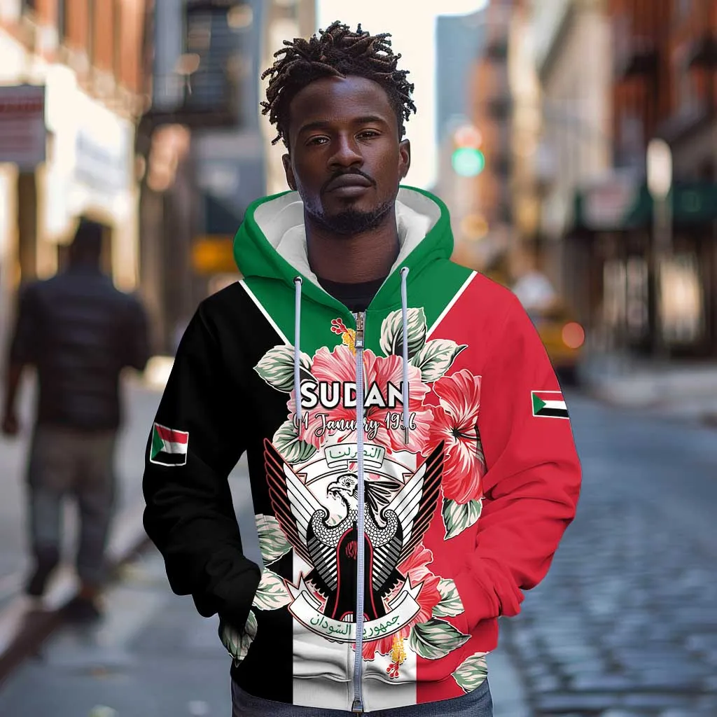 Personalized Afro Sudan Zip Hoodie Happy Independence Day LT15