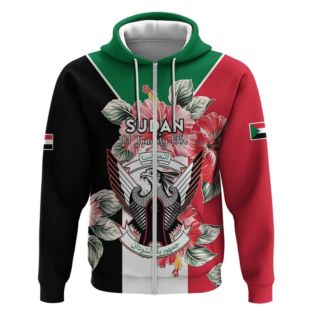 Personalized Afro Sudan Zip Hoodie Happy Independence Day LT15