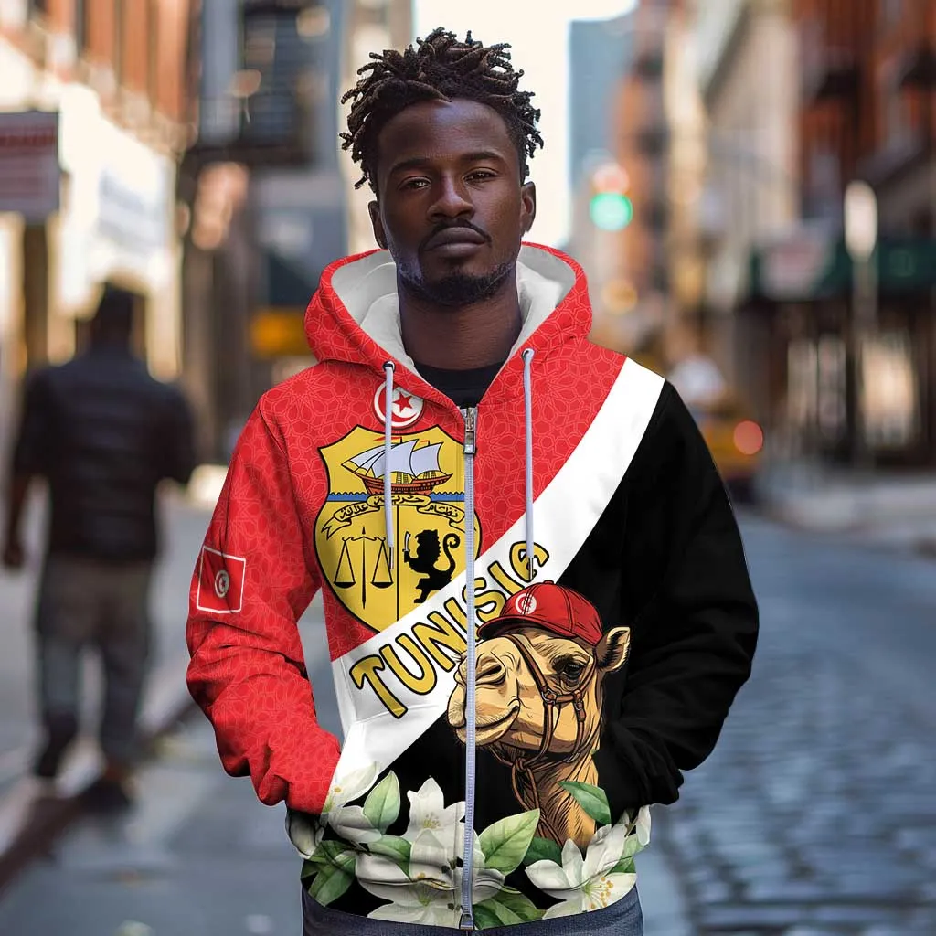 Personalized Afro Tunisia Zip Hoodie Camelus Dromedarius With Jasmine LT15