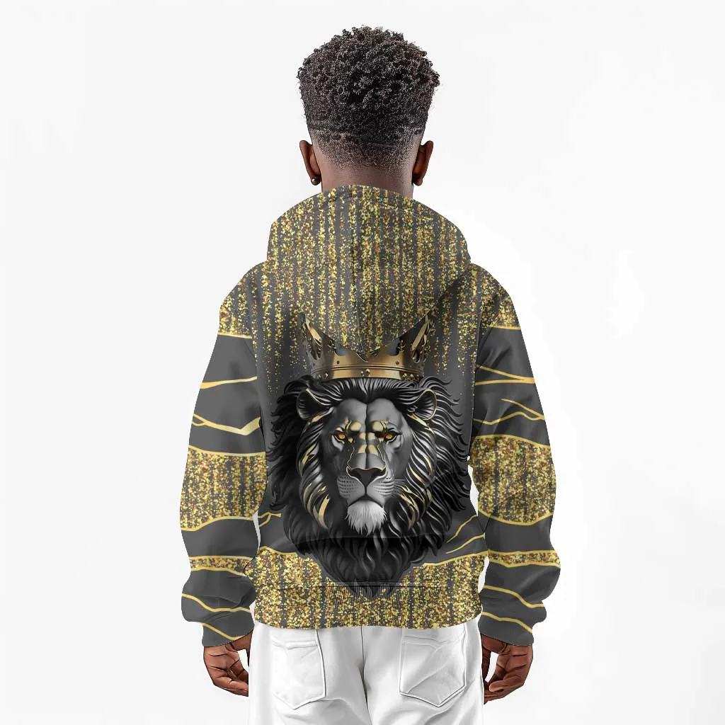 Personalized Black and Gold Lion Africa Kid Hoodie DT03