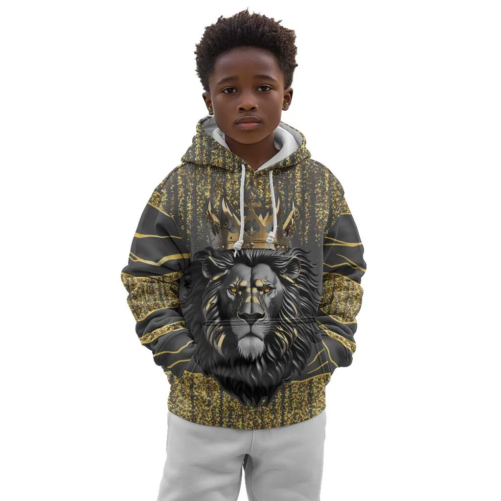 Personalized Black and Gold Lion Africa Kid Hoodie DT03