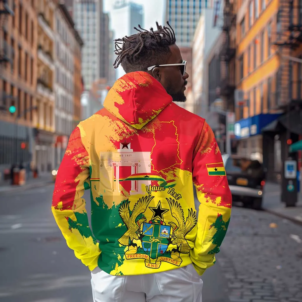 Personalized Ghana Republic Day Zip Hoodie Black Star Square - Grunge Style LT15
