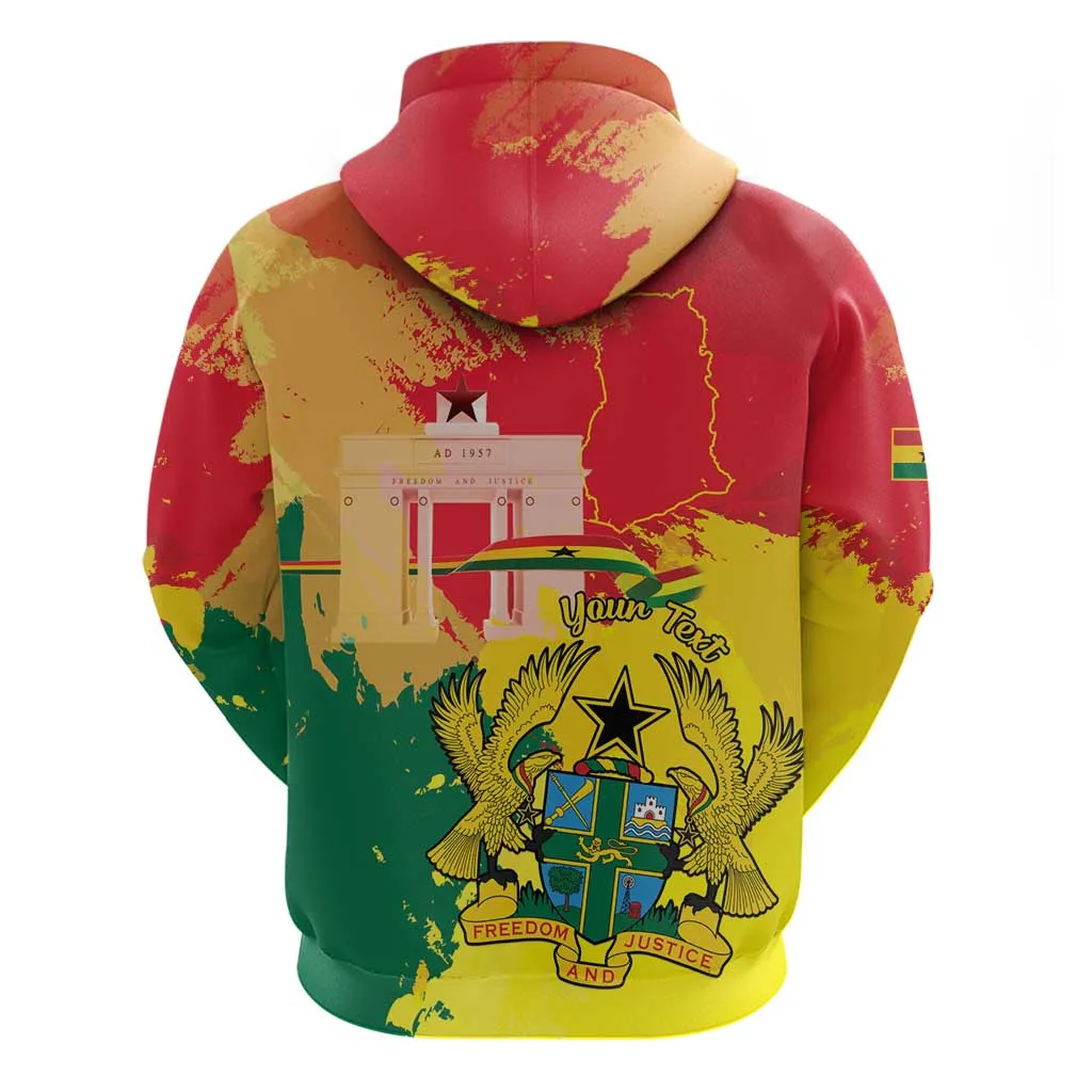 Personalized Ghana Republic Day Zip Hoodie Black Star Square - Grunge Style LT15