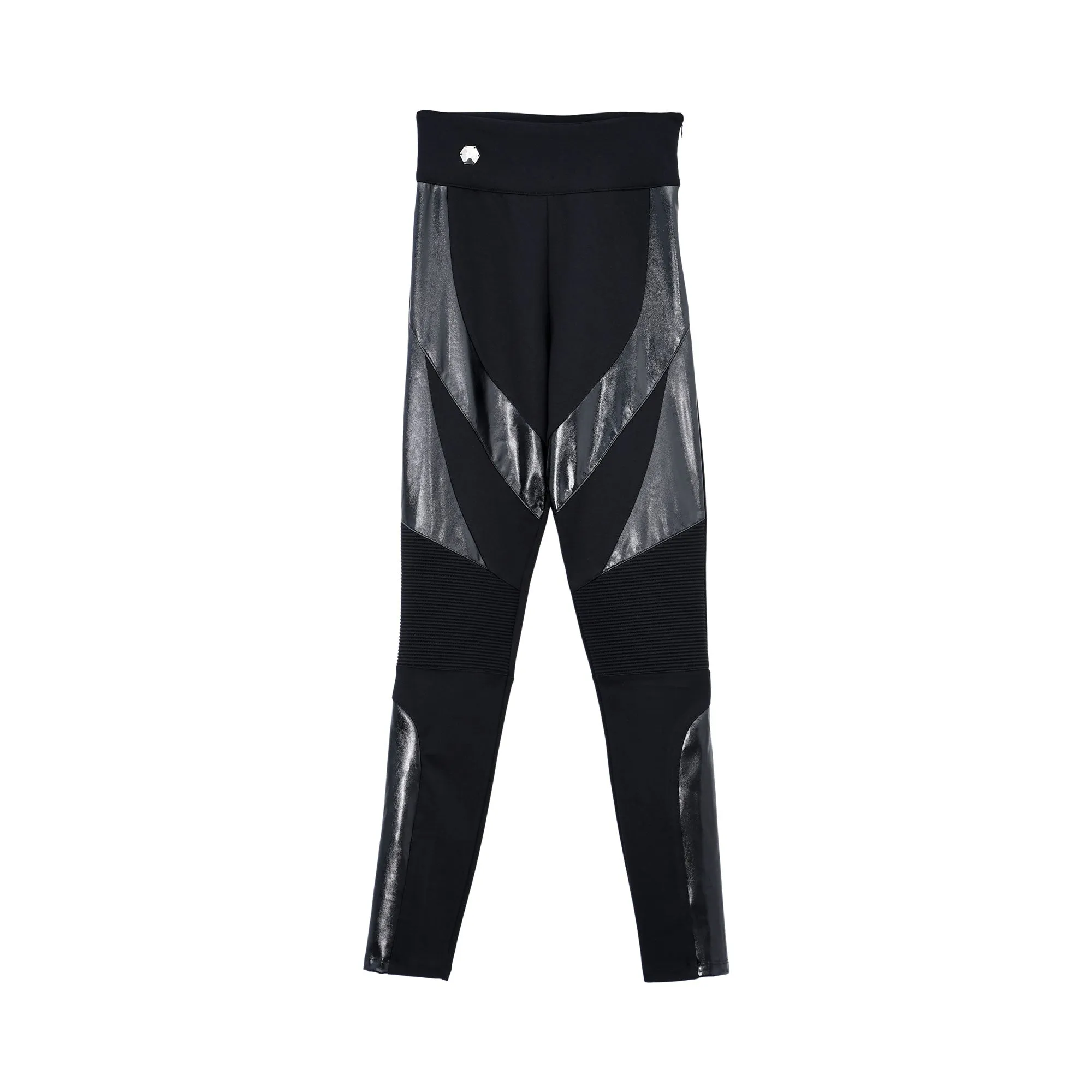 Philipp Plein Women's High-Waist Leggings with Leather-Look Panels