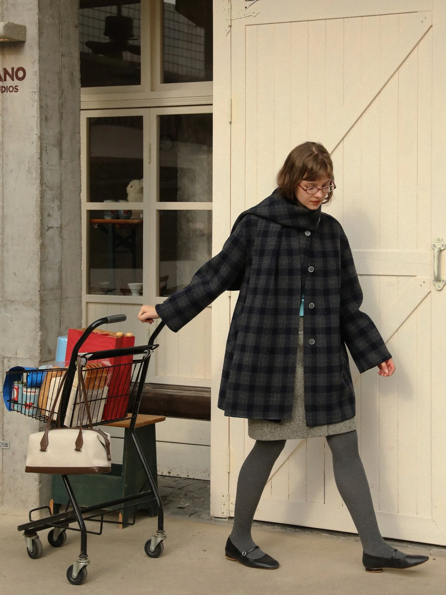 Plaid Wool Coat