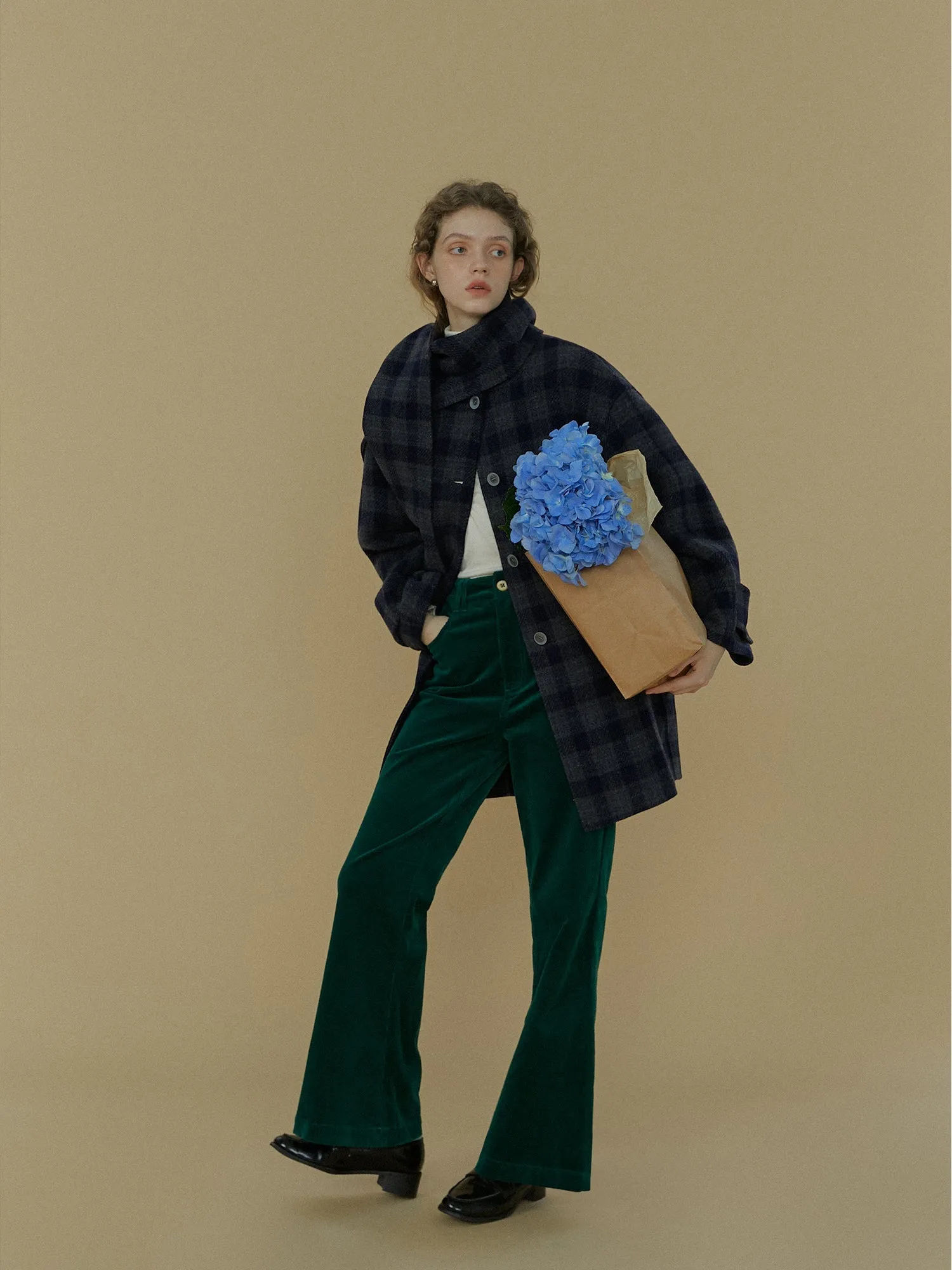 Plaid Wool Coat