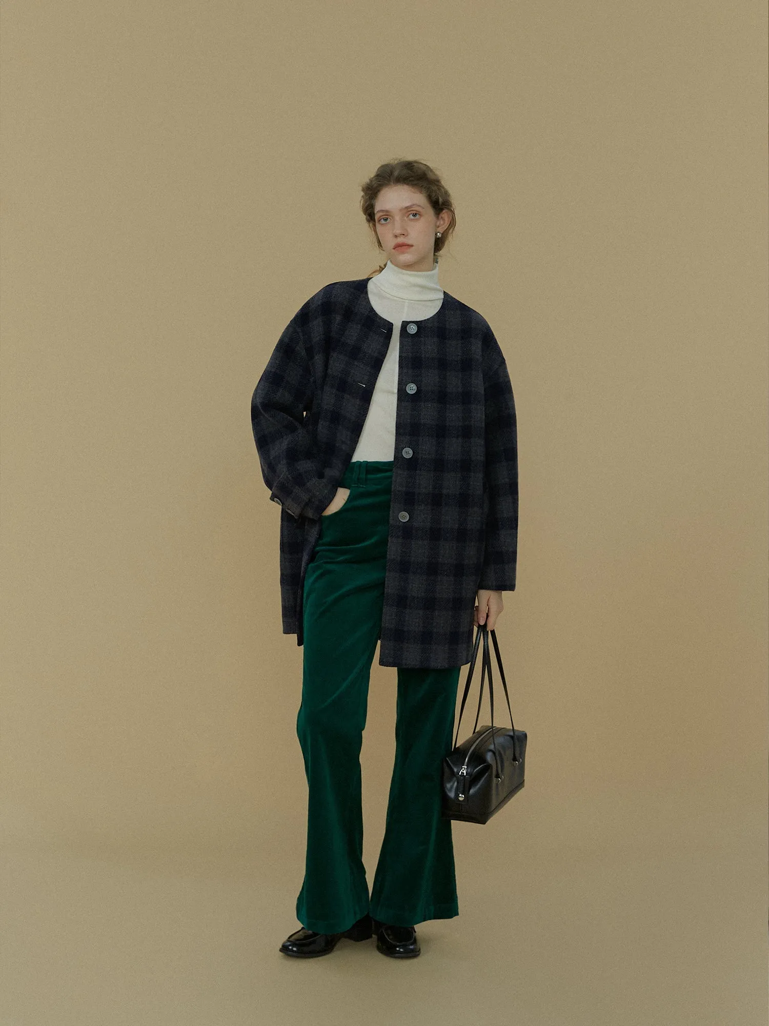 Plaid Wool Coat