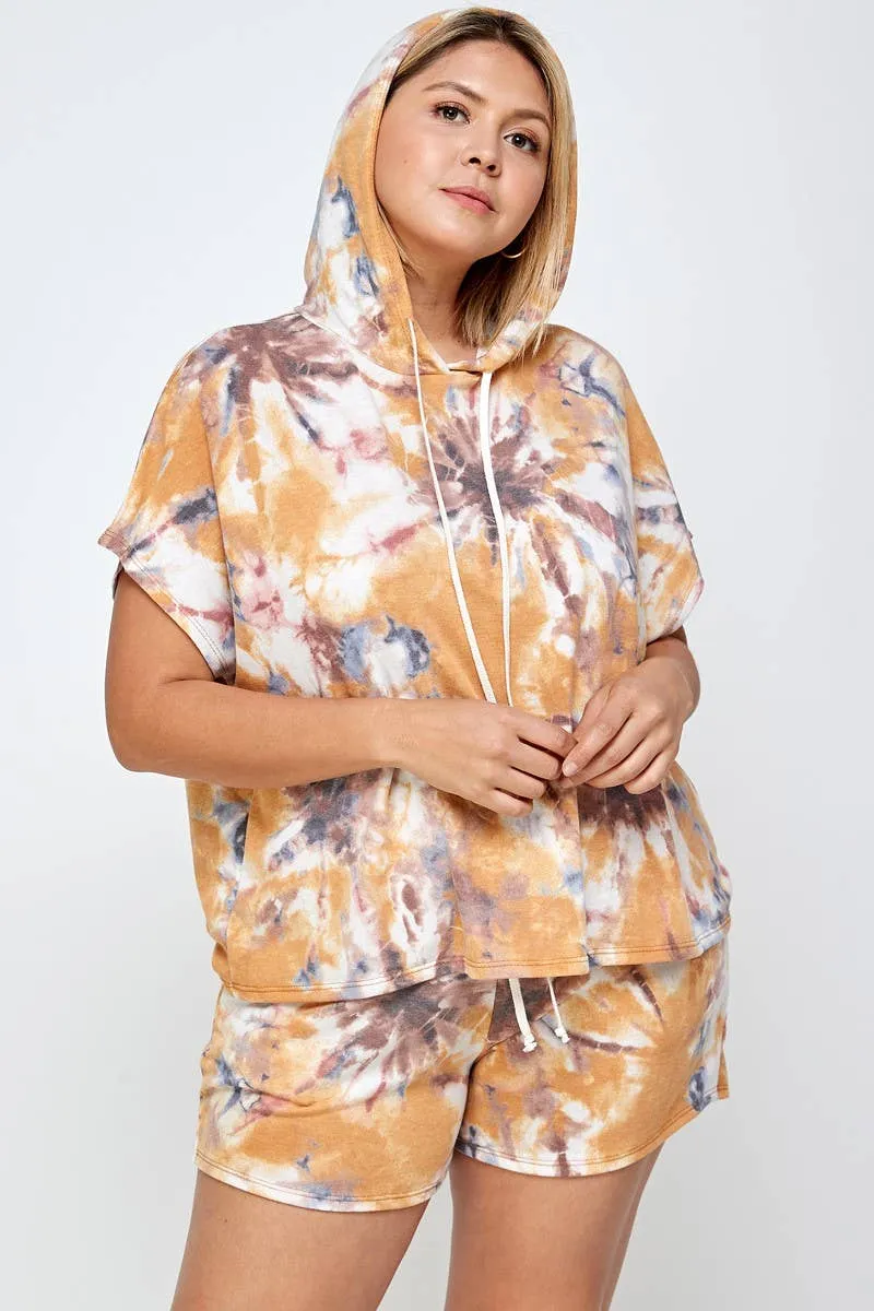 Plus Size Tie Dye Top and Short Set