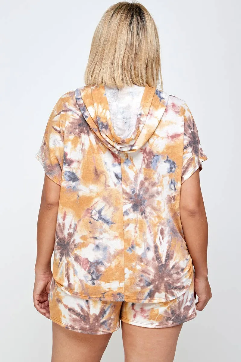 Plus Size Tie Dye Top and Short Set