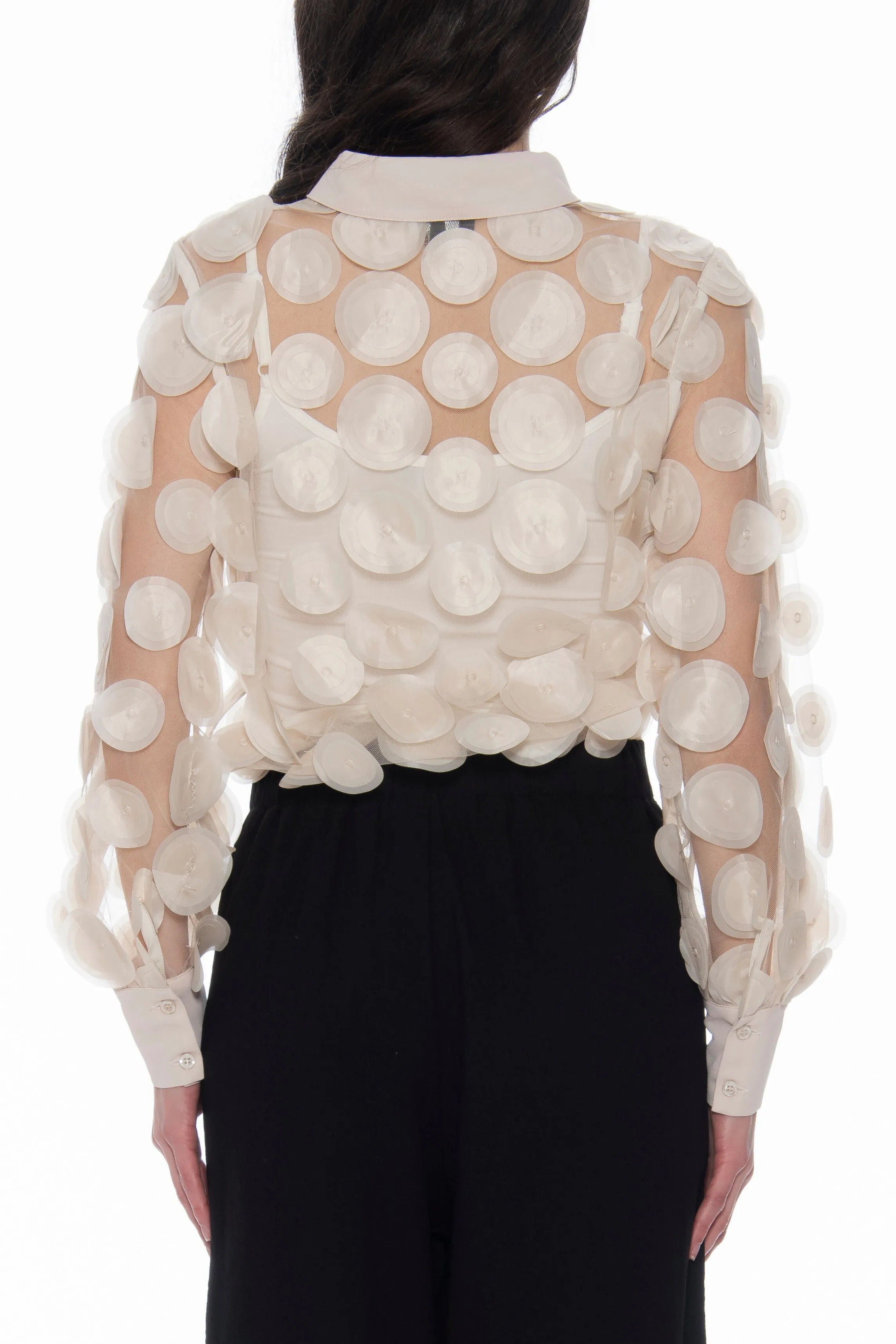 Polka Dot Mesh Blouse
